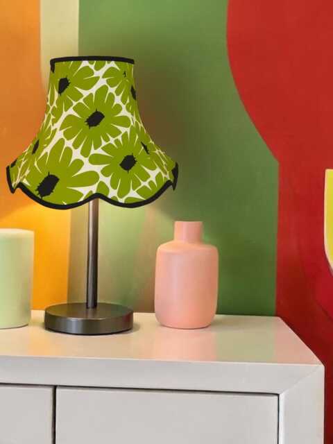 Green Retro Lampshade With Black Braid Handmade For Ceiling Lights, Table & Floor Standard Lamp Shades - image 1
