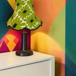 Green Retro Lampshade With Black Braid Handmade For Ceiling Lights, Table & Floor Standard Lamp Shades - thumbnail 2