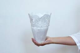 Organic White Ceramic Vase - Decorative Planter Porcelain Contemporary Handmade Textured Lace - thumbnail 1