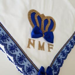 Personalized Royal Blue & Gold Baby Boy Blanket With Big Crown - thumbnail 3