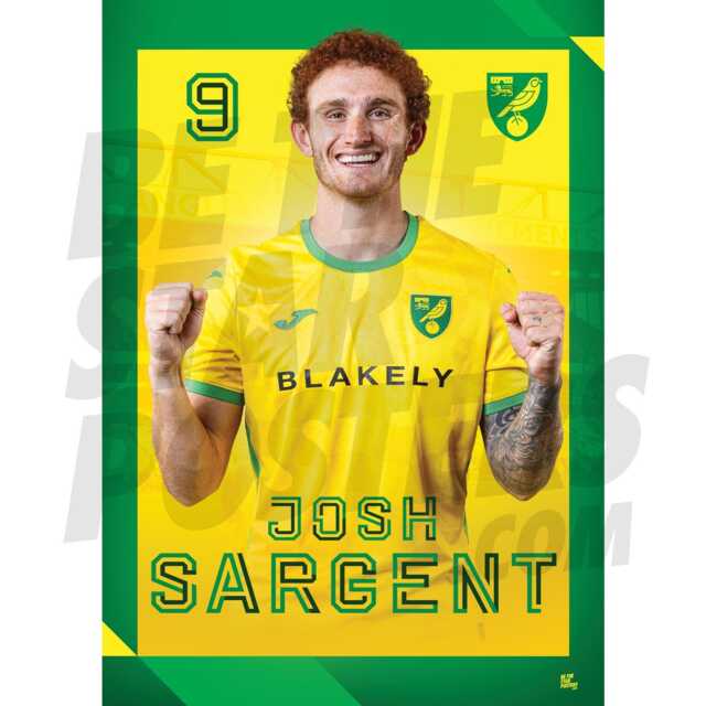 Norwich City Fc Sargent 24/25 Headshot Poster - Officially Licensed Product A4/A3 + Framed Option - image 1