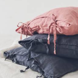 Linen Pillowcases Set Of 2 Softened Washed Pillow Covers With Ties - thumbnail 3