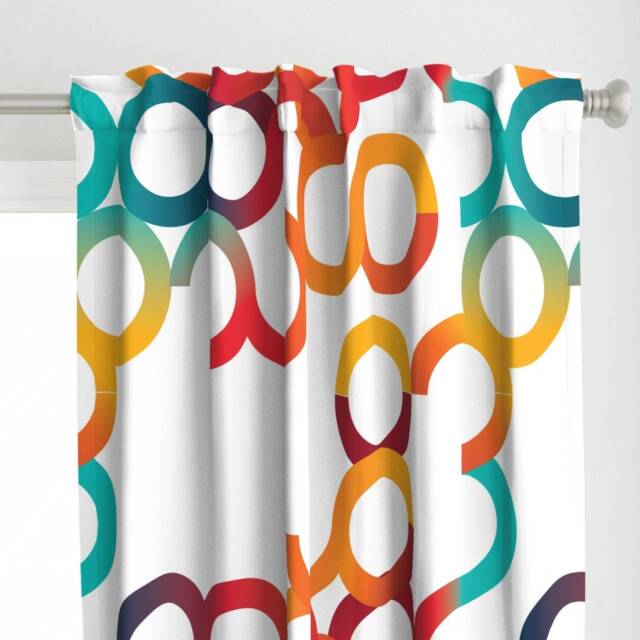 Colorful Circles Curtain Panel - Bright Graphic Serpentine 80S 90S Retro Custom Swirls & Curls By Alchemiedesign - image 1