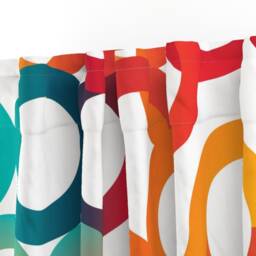 Colorful Circles Curtain Panel - Bright Graphic Serpentine 80S 90S Retro Custom Swirls & Curls By Alchemiedesign - thumbnail 3