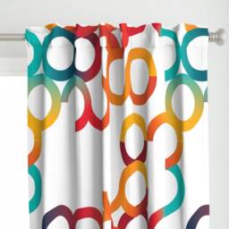 Colorful Circles Curtain Panel - Bright Graphic Serpentine 80S 90S Retro Custom Swirls & Curls By Alchemiedesign - thumbnail 1