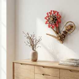 Kinetic Wooden Mandala Wall Sculpture Clock - Modern Housewarming Art Decor - thumbnail 2