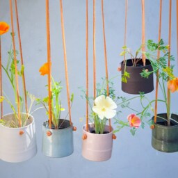 Turquoise Hanging Planter With Leather Straps, Indoor Or Outdoor Ceramic Pot, Small Pottery Planter, Succulent - thumbnail 4
