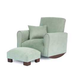 Personalized Child's Upholstered Rocking Chair/Kids - Seafoam Green Suede - thumbnail 2