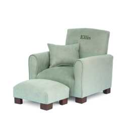 Personalized Child's Upholstered Rocking Chair/Kids - Seafoam Green Suede - thumbnail 1
