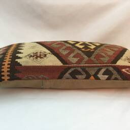 "Kilim Pillow, Wool Kilim Cousin From Anatolia , 30x60 cm, 12""x24" - thumbnail 3