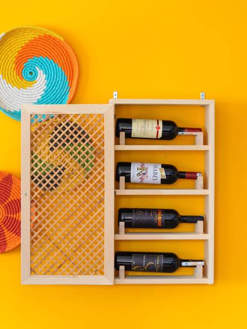 Nostalgia 4 Tier Beverages Cabinet, Floating Wine Bottle Holds, Wall Hanging Cupboard, Whiskey Organizer Rack, Bar Cabinet For New Home - image 1