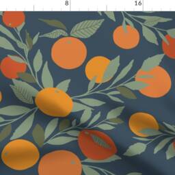 Citrus Curtain Panel - Summer Fruit Oranges Spring Home Kitchen Decor Custom Navy Tangerine Jumbo By Indybloomdesign - thumbnail 4