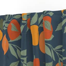 Citrus Curtain Panel - Summer Fruit Oranges Spring Home Kitchen Decor Custom Navy Tangerine Jumbo By Indybloomdesign - thumbnail 3