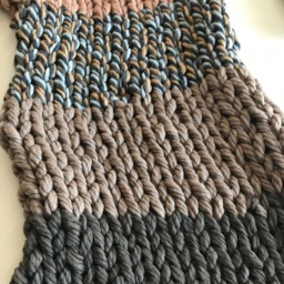 Chunky Knit Throw Super Chunky Blanket Arm Merino Wool Giant Beige Brown - thumbnail 3