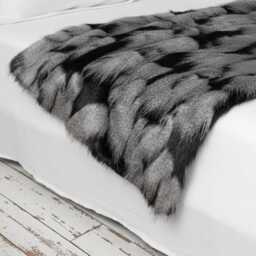 Black Gray Faux Fox Fur Throw 240 X 65 cm - thumbnail 1