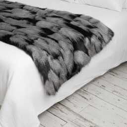 Black Gray Faux Fox Fur Throw 240 X 65 cm - thumbnail 2
