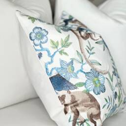 Monkey Embroidered Pillow Cover , Chinoiserie Style Throw - thumbnail 3