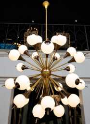 1950S Mid Century Modern Sputnik Chandelier, Brass Globe Luxury Ceiling Light, Living Room Hall Big Lighting Fixture - thumbnail 1