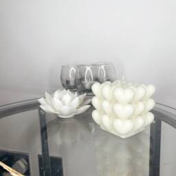 Heart Cube Candle - Trendy Soy Wax Organic Love Homeware Home Accessories House Warming Gift - thumbnail 2