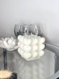 Heart Cube Candle - Trendy Soy Wax Organic Love Homeware Home Accessories House Warming Gift - thumbnail 1