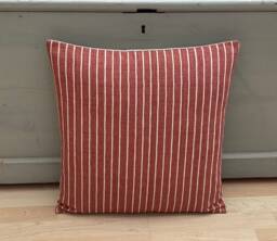 Burnt Orange Pencil Stripe Linen Cushion Cover Country Home Decor - thumbnail 1