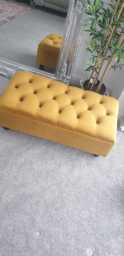 Mustard Footstool Coffee Table Pouffe Bench Chesterfield Luxury French Velvet