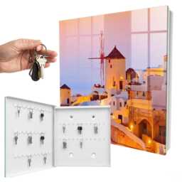 Greek Island Wall Mounted Key Cabinet, White Box For Wall, Photographic Landscapes, Lovers Of Mediterranean Climates - thumbnail 2
