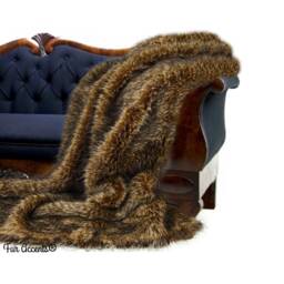 Plush Desert Fox Faux Fur Throw Blanket, Brown Minky Cuddle Reverse - thumbnail 2