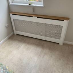 Radiator Cover Made To Measure With Oak Top, Decorative Cross Panel & Mitred Corners - thumbnail 3