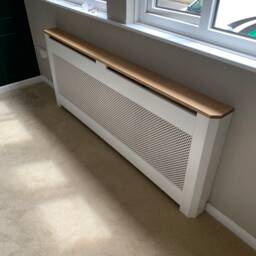 Radiator Cover Made To Measure With Oak Top, Decorative Cross Panel & Mitred Corners - thumbnail 4
