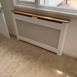 Radiator Cover Made To Measure With Oak Top, Decorative Cross Panel & Mitred Corners - thumbnail 2