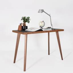 Small Modern Desk in Walnut With A Black Top Mid Century Style - thumbnail 3