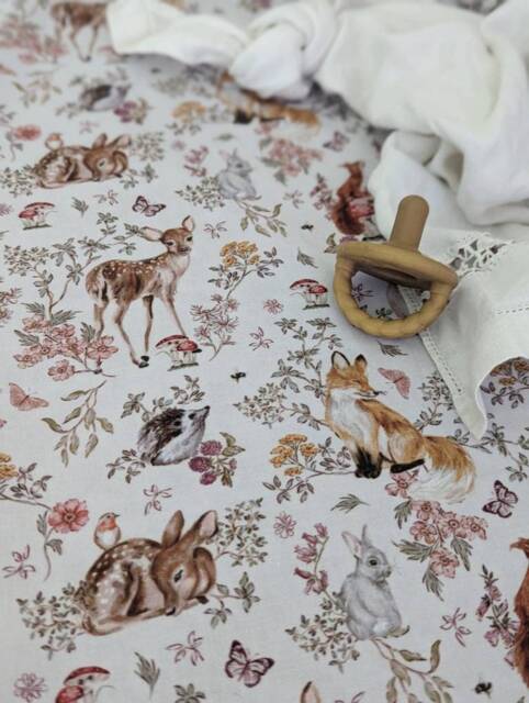 Woodland Crib Sheet Changing Pad Cover Forest Animals Nursery Bedding -Fits Standard, Mini Nestig Cloud Wave Cotton Fawn Fox Owl - image 1