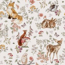 Woodland Crib Sheet Changing Pad Cover Forest Animals Nursery Bedding -Fits Standard, Mini Nestig Cloud Wave Cotton Fawn Fox Owl - thumbnail 2