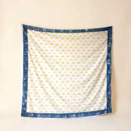 Hand Block Printed Cotton Duvet Cover - Reversible Indigo Spiral Sunrise Bedding Set - thumbnail 3
