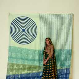 Hand Block Printed Cotton Duvet Cover - Reversible Indigo Spiral Sunrise Bedding Set - thumbnail 4