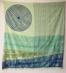 Hand Block Printed Cotton Duvet Cover - Reversible Indigo Spiral Sunrise Bedding Set