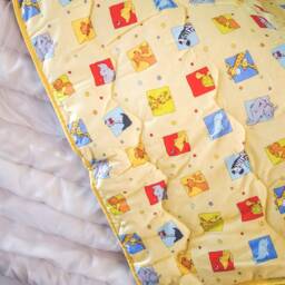 Yellow Quilt Baby Blanket Wool & Cotton Stroller Blanket - 55.1 X 39.4 Inch - thumbnail 3