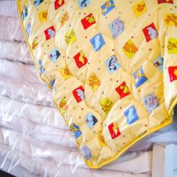 Yellow Quilt Baby Blanket Wool & Cotton Stroller Blanket - 55.1 X 39.4 Inch - thumbnail 2