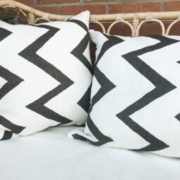 Linen Throw Pillow Covers in White & Gray Pattern/Thick Linen Cushion Cases/Linen Decorative Case - thumbnail 4