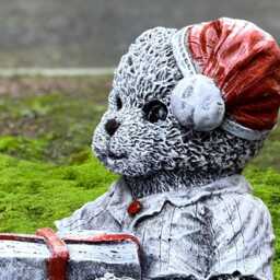 Winer Bear With Gift Figurine Stone Statue Handmade Winter Sculpture Outdoor Animal Ornament Holiday Garden Decor Cement Art - thumbnail 4
