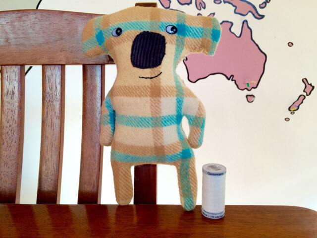 Koala Soft Toy, Vintage Blanket Fabric Animal Plushie, Australian Souvenir, Koala, Wildlife Animal, Baby Present, Birthday Gift - image 1