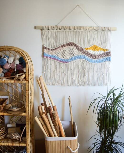 Large Macrame Wall Hanging - Boho Woven Wool Tapestry Handmade Fiber Art Decor Neutral For Living Room Or Bedroom - image 1