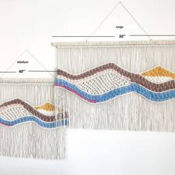 Large Macrame Wall Hanging - Boho Woven Wool Tapestry Handmade Fiber Art Decor Neutral For Living Room Or Bedroom - thumbnail 3