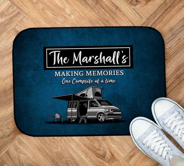 Personalised Pop-Top Campervan Door Mat - Blue Grunge Indoor 44cm X 32cm - image 1