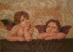 Raffael Cherubs Oblong Tapestry Cushion Pillow Cover - thumbnail 1