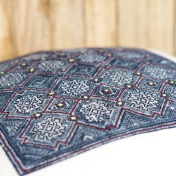 Tribal Linen Cushion Cover - Vintage Hmong Batik Pillow - 16x16 - thumbnail 3
