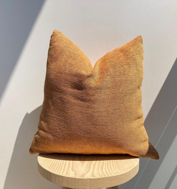 Orange Linen Pillow Cover, Mandarin Decorative Pillow, Handmade Pillowcase - image 1