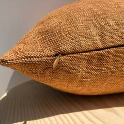 Orange Linen Pillow Cover, Mandarin Decorative Pillow, Handmade Pillowcase - thumbnail 2