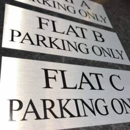 Brushed Silver Parking Sign Personalised X 3 Sizes Aluminium Strong Double Sided Sticky Pads Easy To Fit - thumbnail 2
